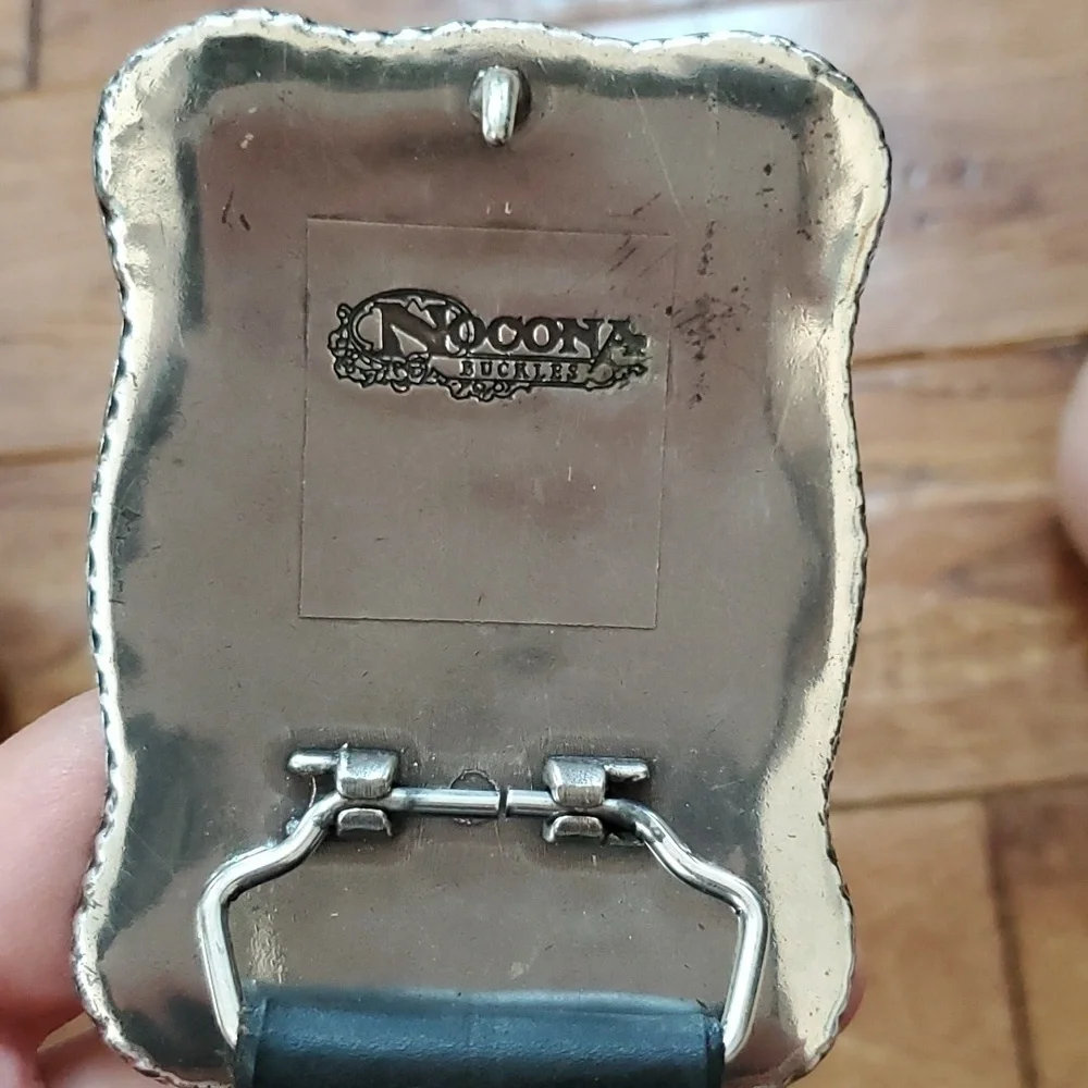Nocona Longhorn Steer Levi's black leather belt and buckle